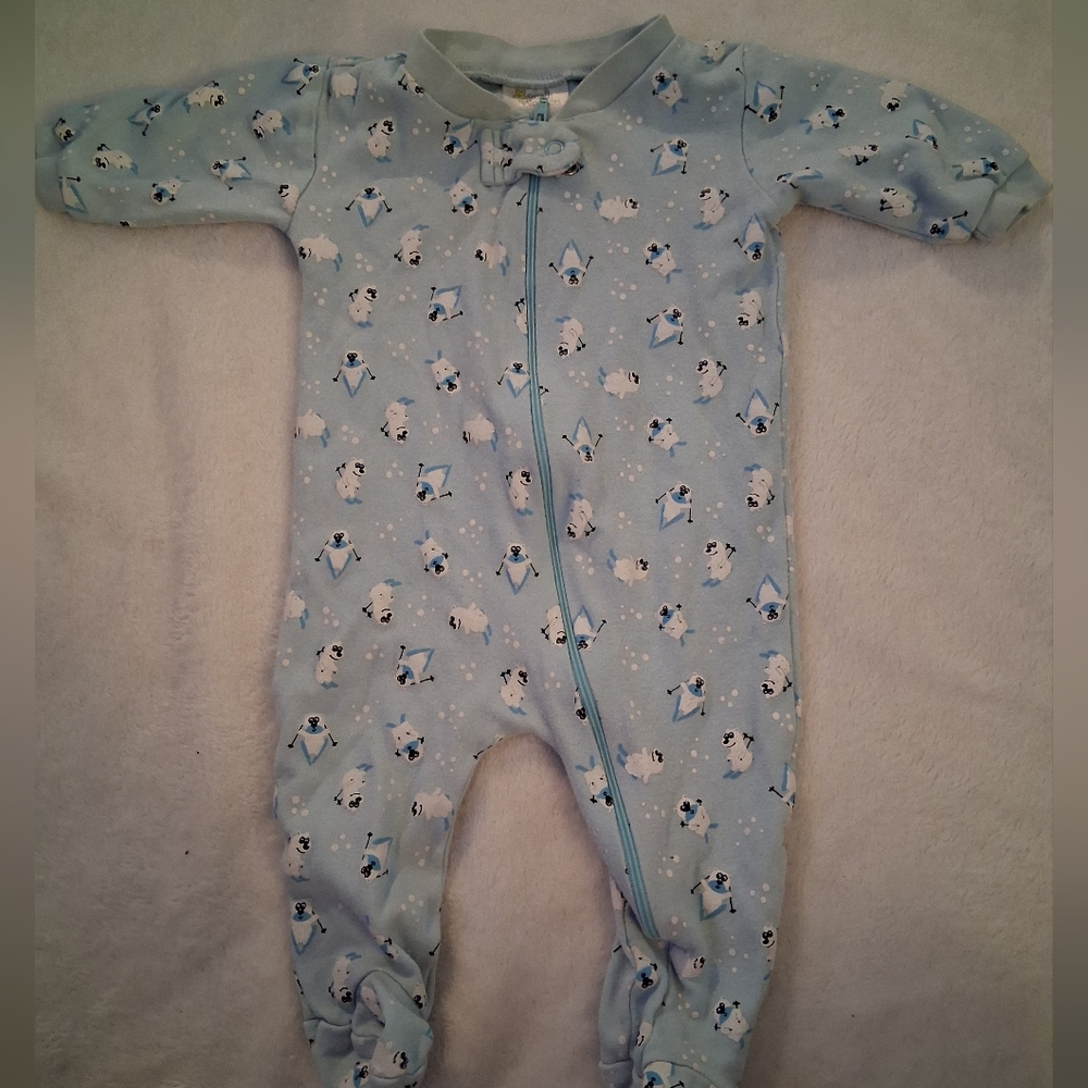 Small Wonders Light Blue Sheep Print Footie